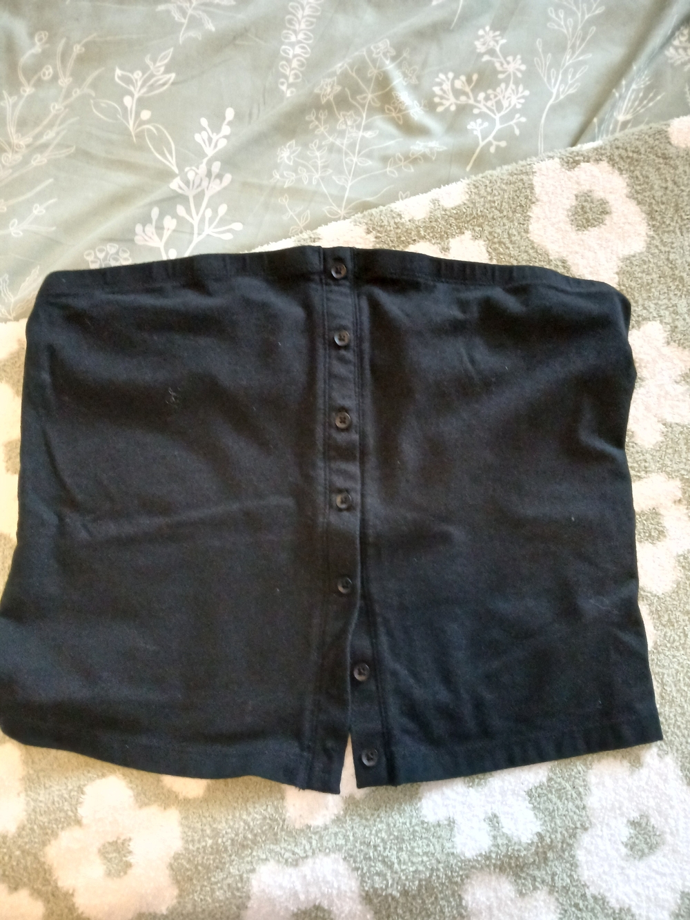 American Eagle Outfitters Black Button-Front Tube Top